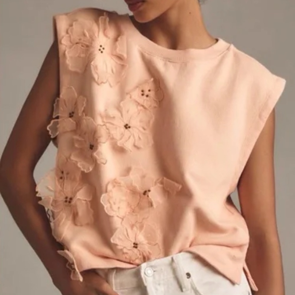 ANTHROPOLOGIE FLORAL APPLIQUÉ VEST